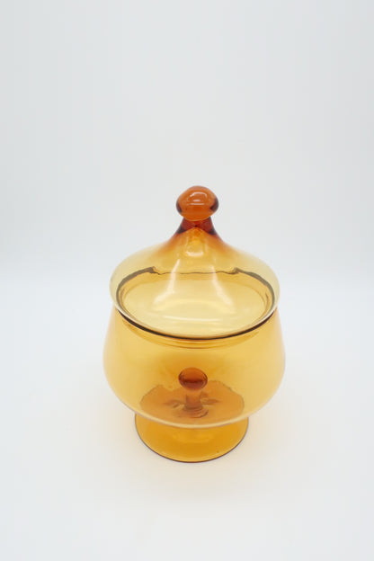 1970's Empoli Amber Lidded Canister
