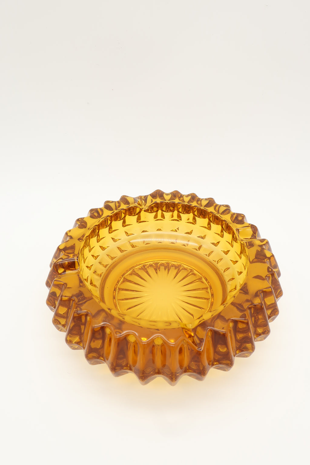 1960s Pressed Amber Glass Ashtray