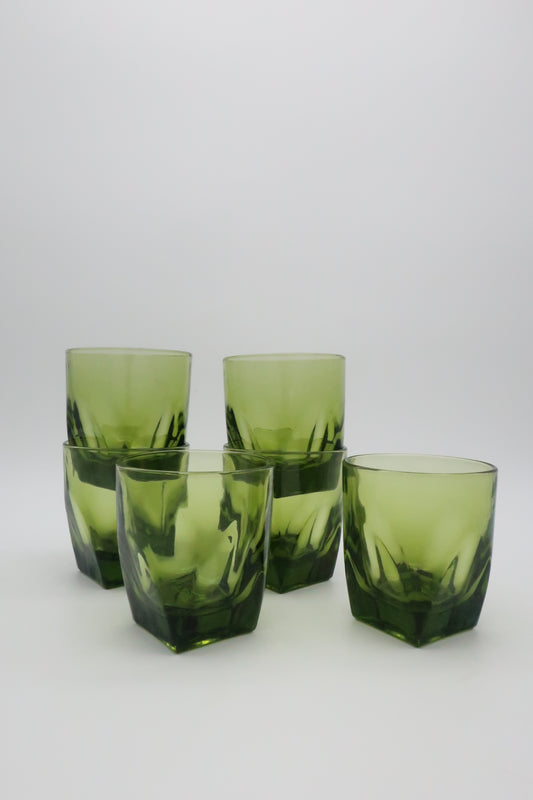 1970's Colony Green Whiskey Glasses Set