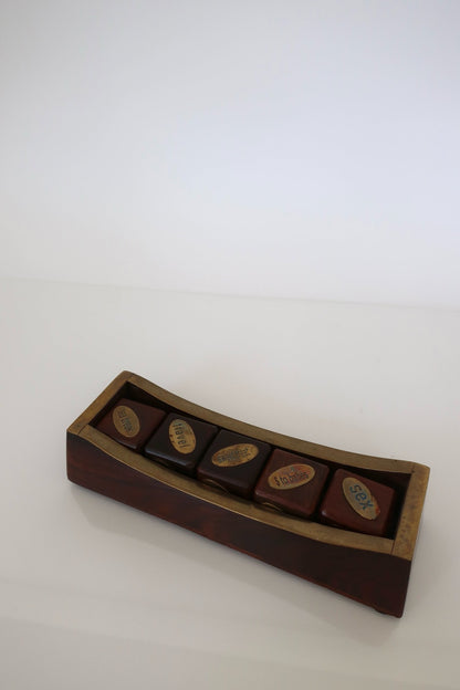 Wood & Brass Coffee Table Dice Game