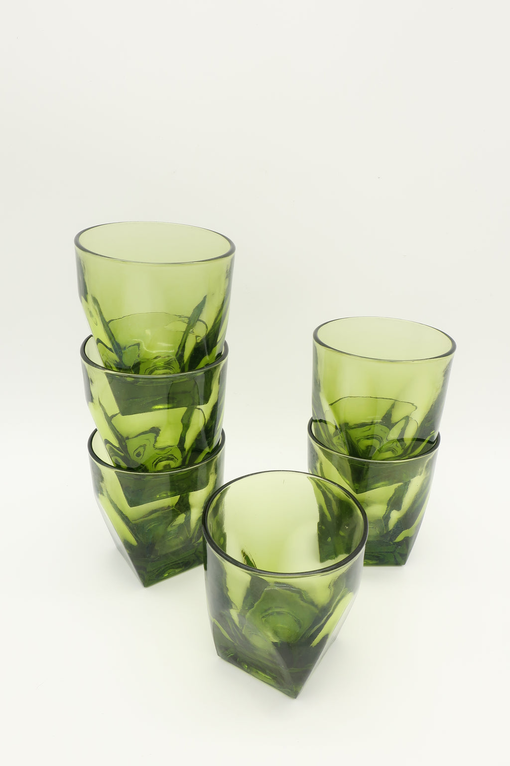 1970's Hazel Atlas Green Whiskey Glasses