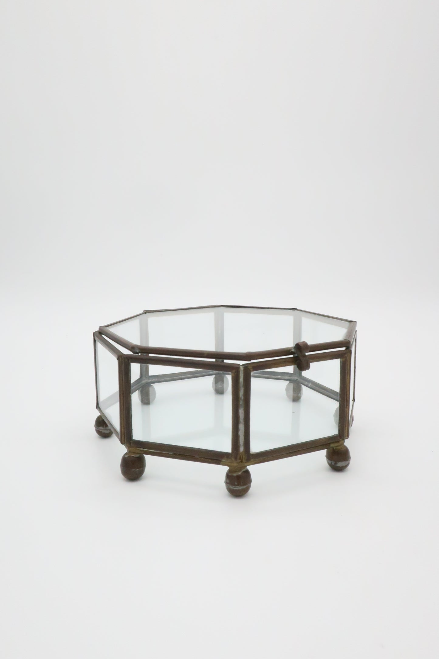 Brass & Glass Lidded Jewelry Box