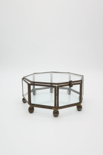 Brass & Glass Lidded Jewelry Box