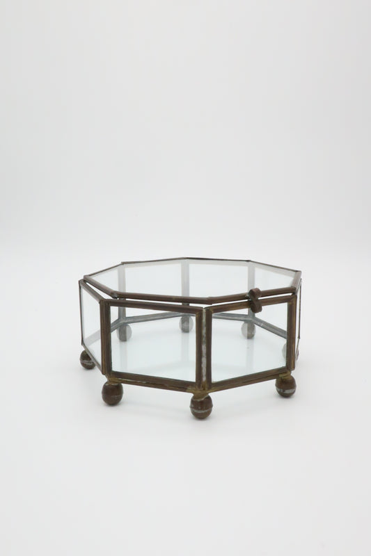 Brass & Glass Lidded Jewelry Box