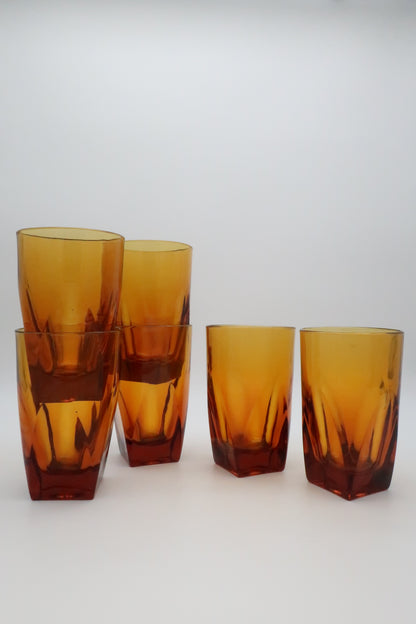 1970's Colony Amber Glasses Set