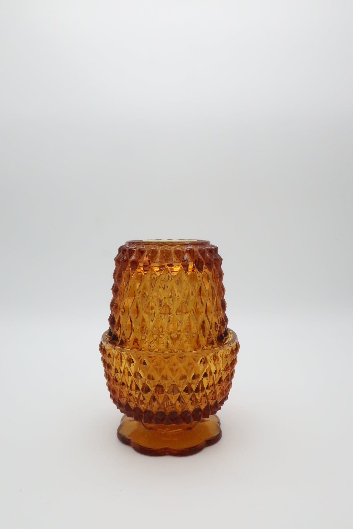 1970’s Diamond Point Amber Fairy Lamp