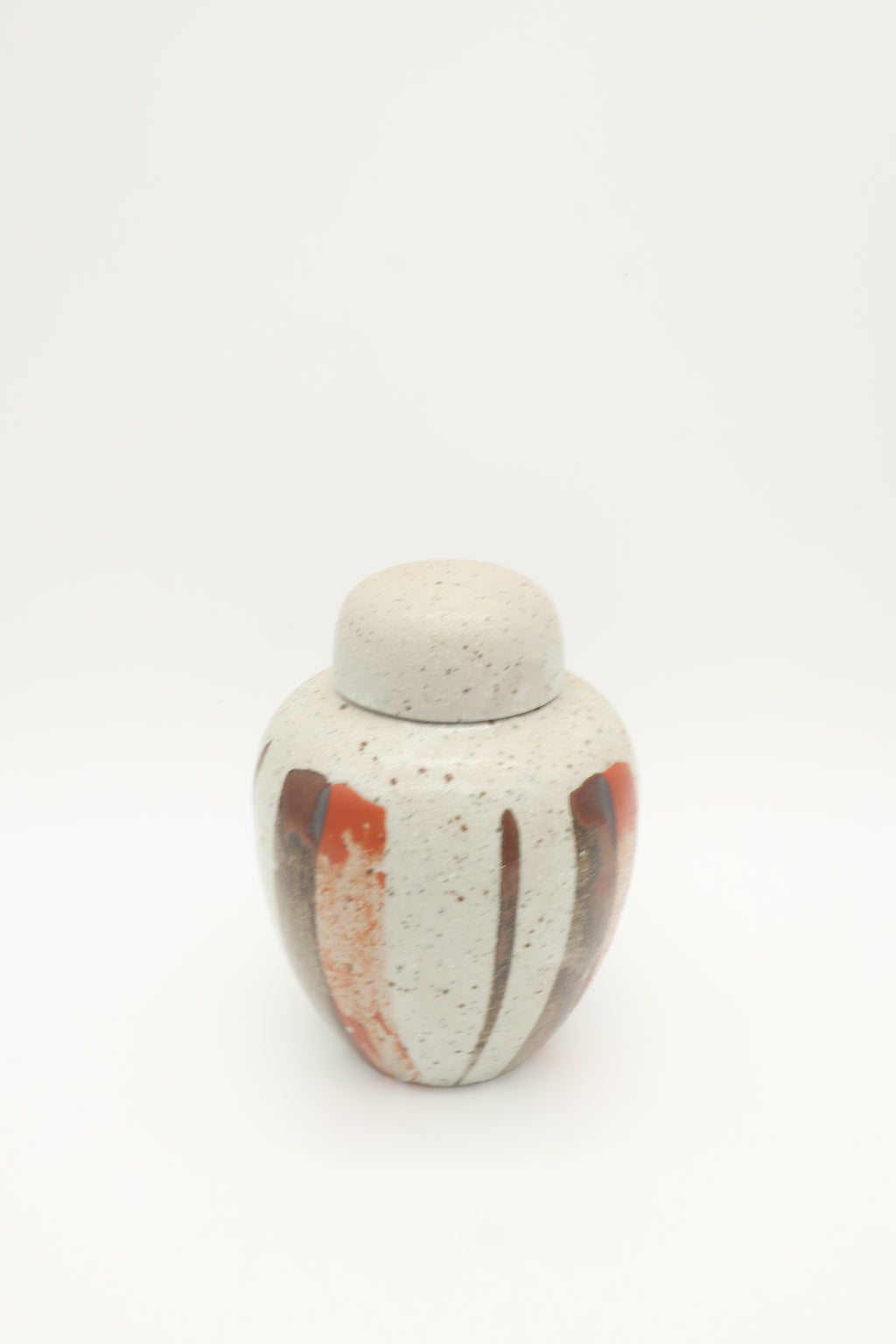 Lidded Japanese Speckled Ceramic Jar