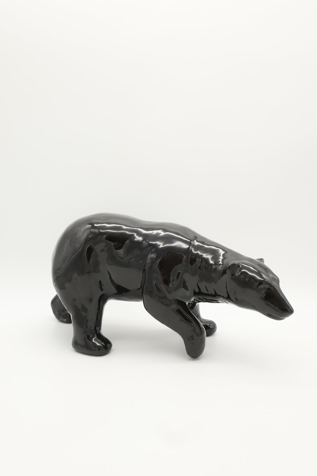 Ceramic Black Polar Bear Sculpture