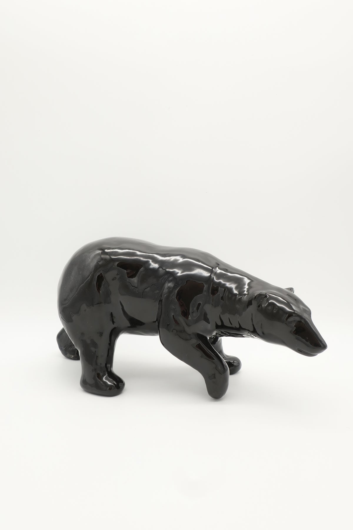 Ceramic Black Polar Bear Sculpture