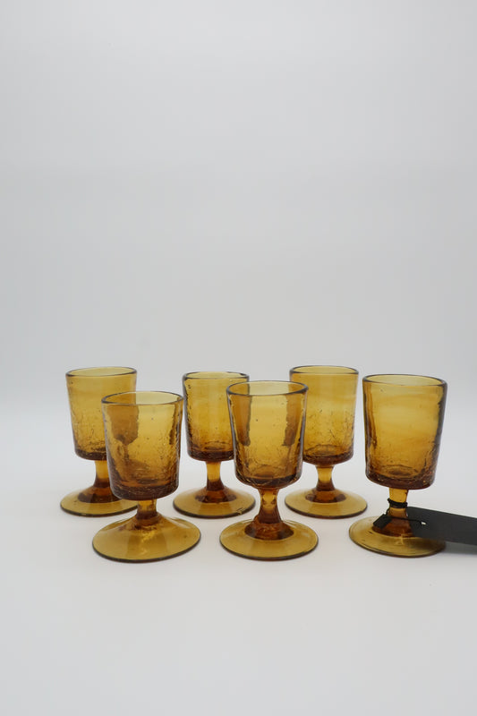 Amber Crackle Shotglasses
