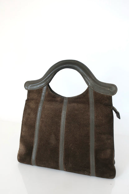 Suede Brown & Olive Handbag