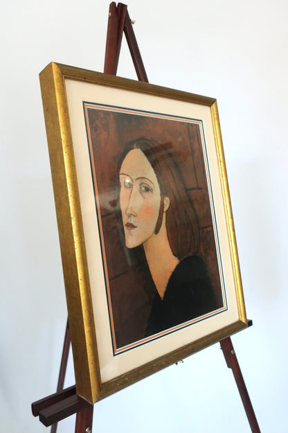 Amedeo Modigliani Signed Woman With Brown Hair Art Piece