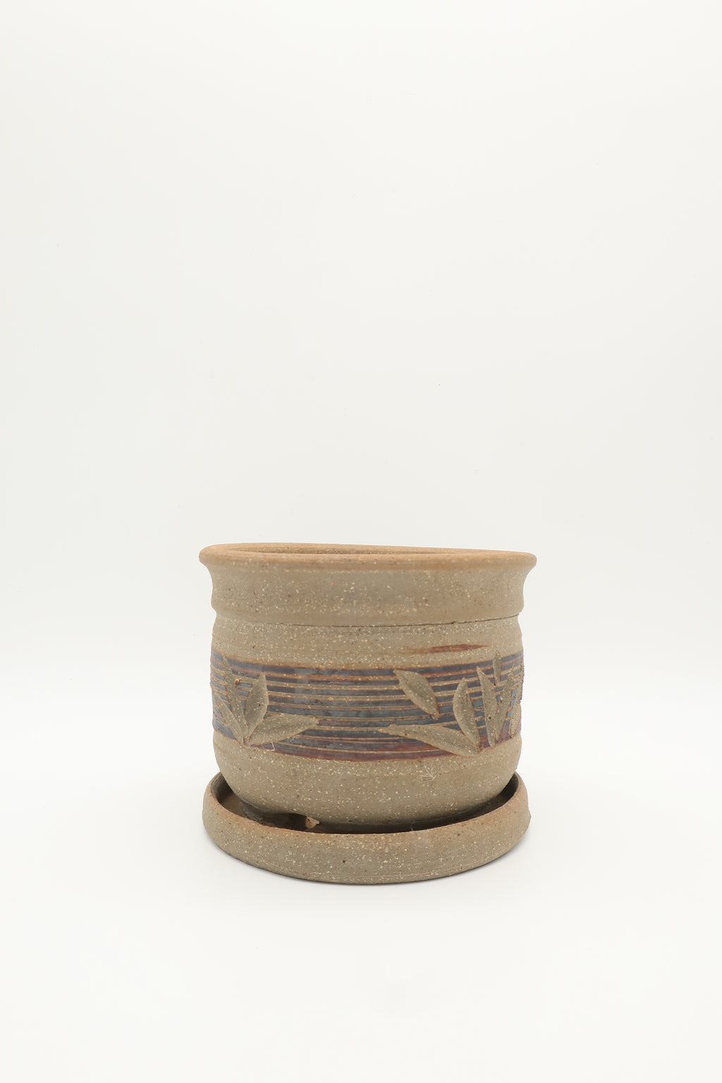 Handcrafted Leaf Patterned Ceramic Planter Pot
