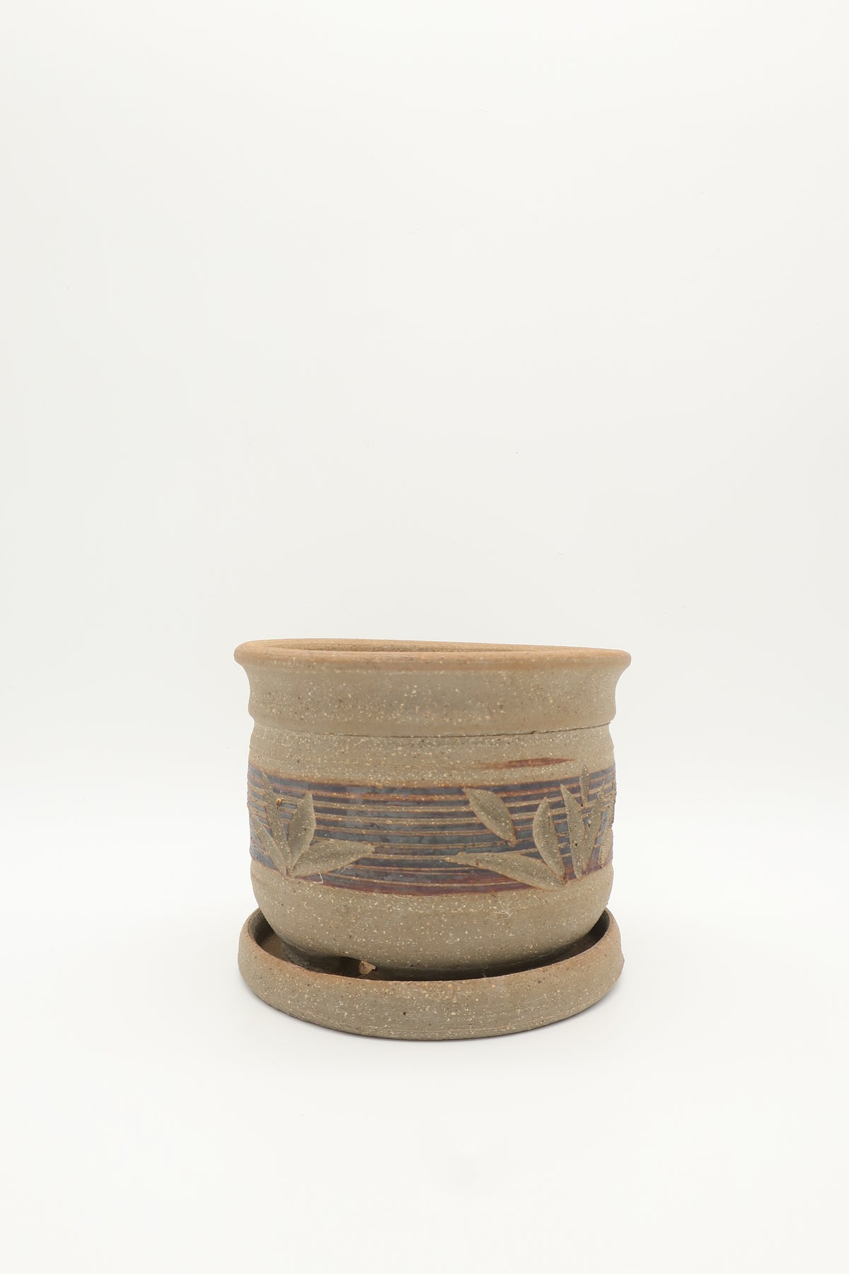 Handcrafted Leaf Patterned Ceramic Planter Pot