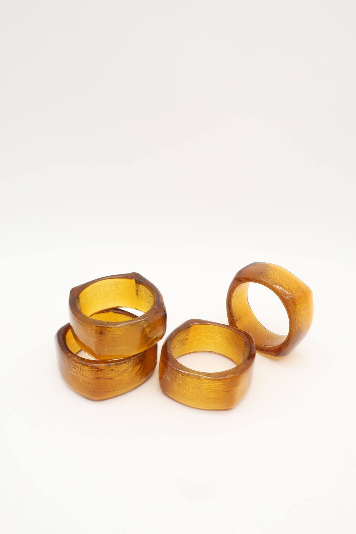 Amber Glass Napkin Rings