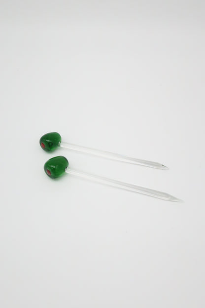 Olive Glass Cocktail Sticks