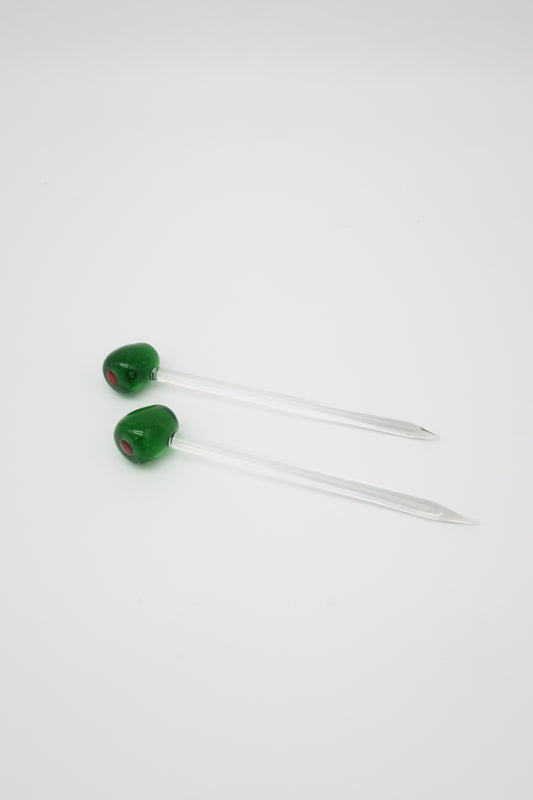 Olive Glass Cocktail Sticks