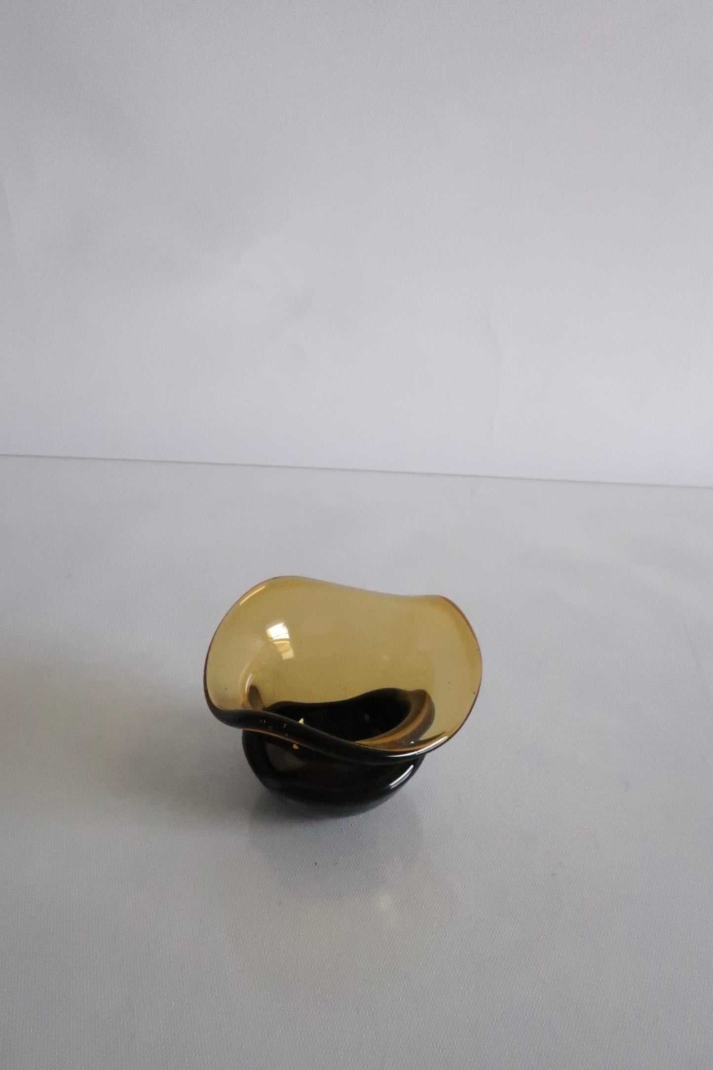 Handblown Amber & Black Small Serving Bowl