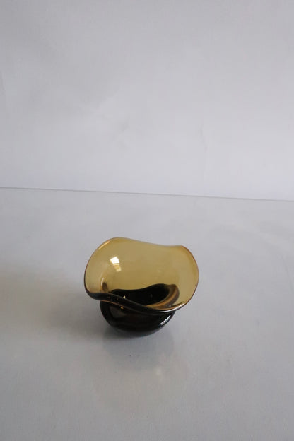 Handblown Amber & Black Small Serving Bowl