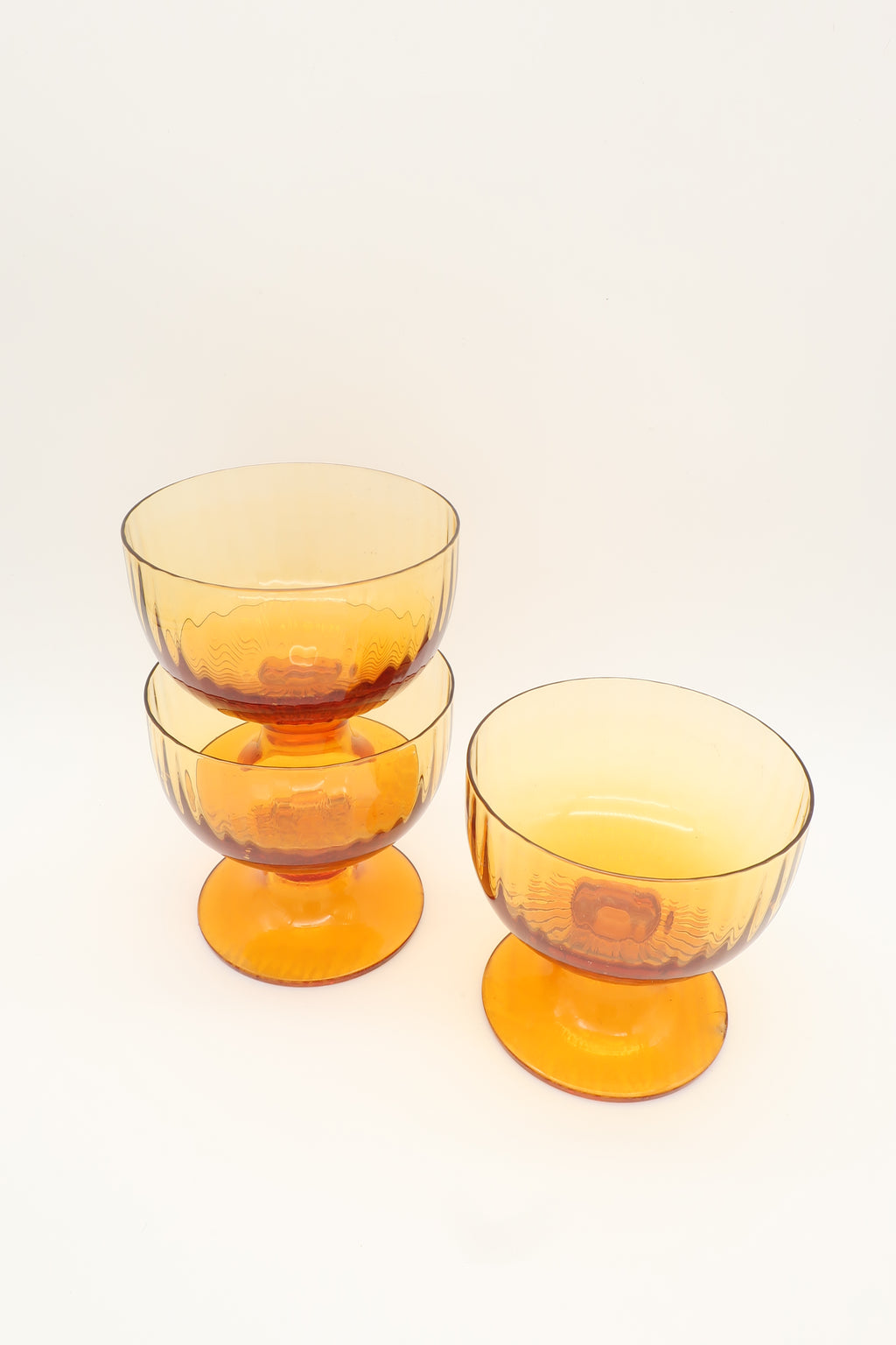 Amber Ribbed Coupe Glasses