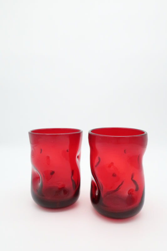 Blenko Red Pinch Tumbler Set