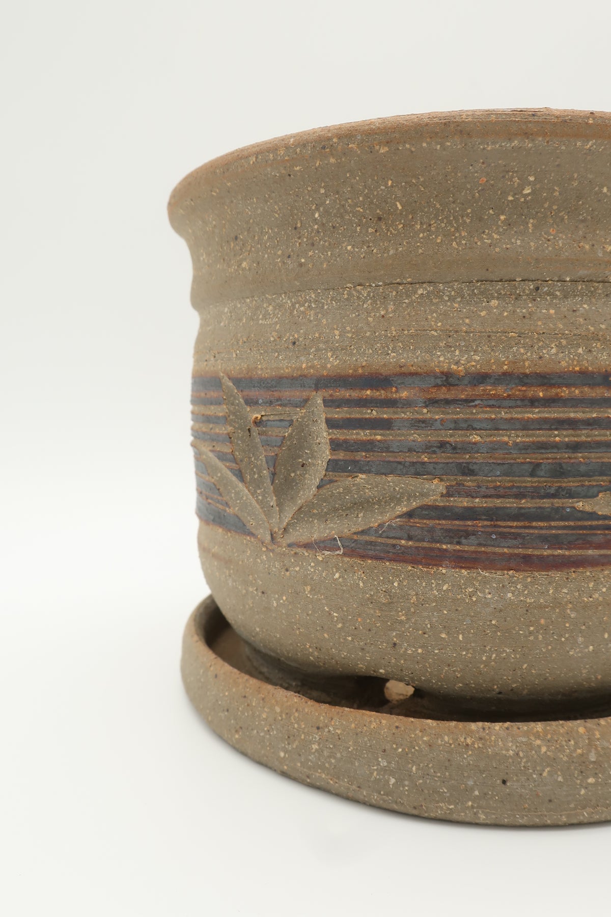 Handcrafted Leaf Patterned Ceramic Planter Pot