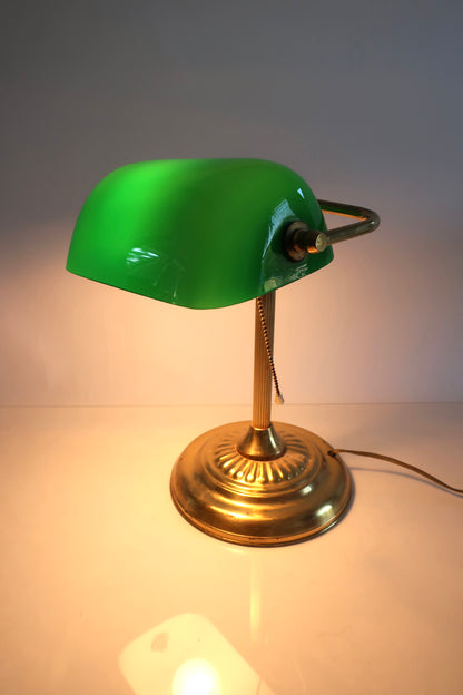 Green & Brass Bankers Lamp