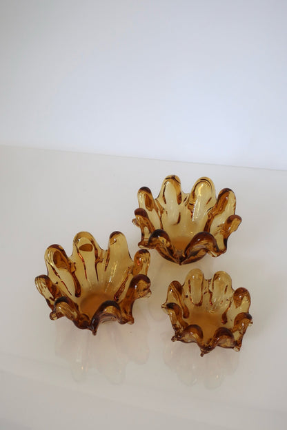 Italian Amber Stacked Ashtrays