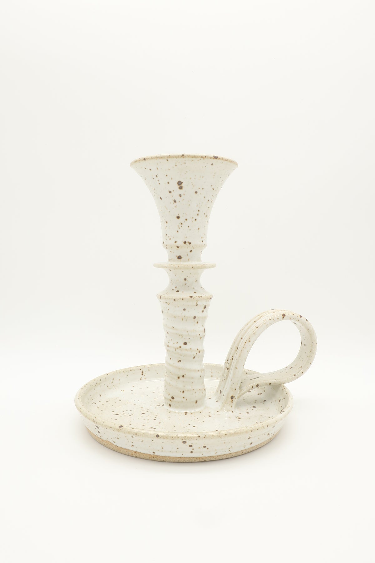 1960s Large Speckled Ceramic Candle Holder