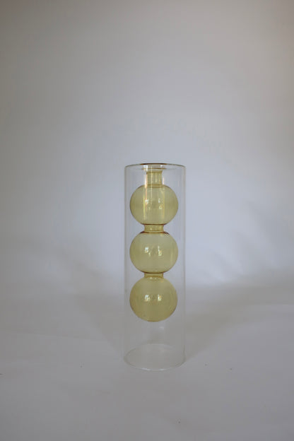 Yellow & Clear Bubble Vase