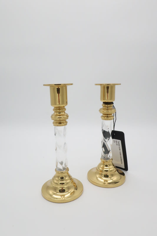Twisted Lucite + Brass Candlesticks