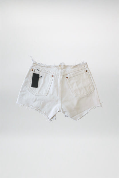 Distressed White Denim Wrangler Shorts