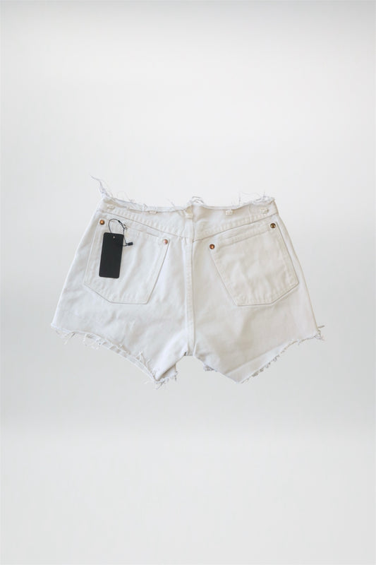 Distressed White Denim Wrangler Shorts