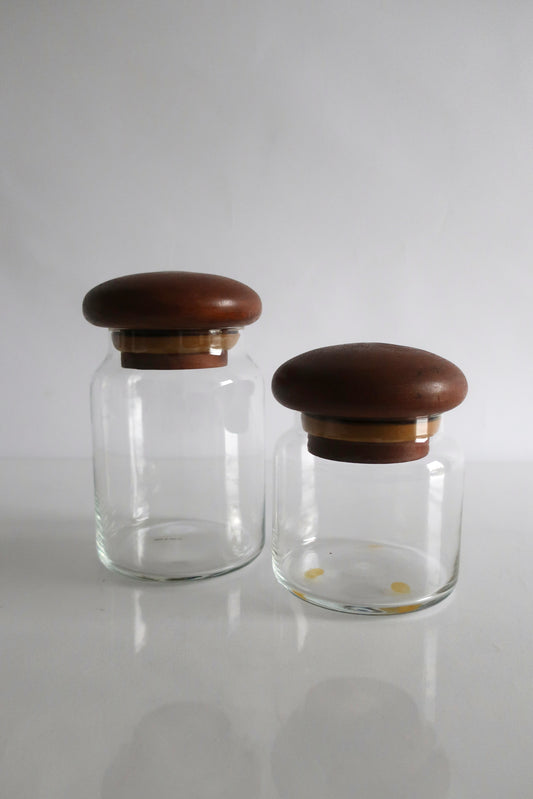 Vintage Teak Wooden Lidded Canister Set