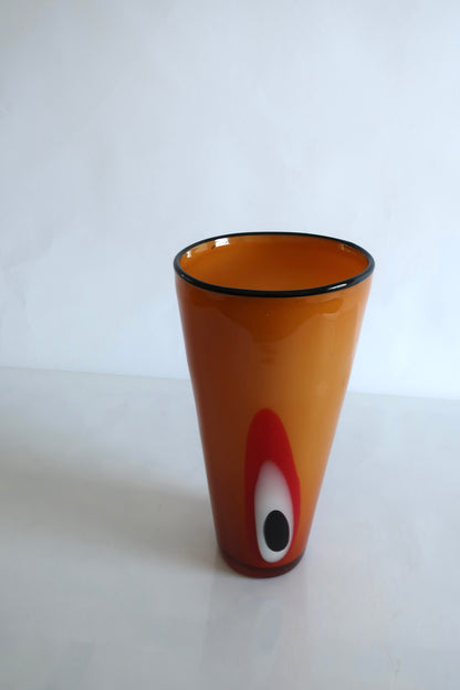 Murano Orange & Black Vase