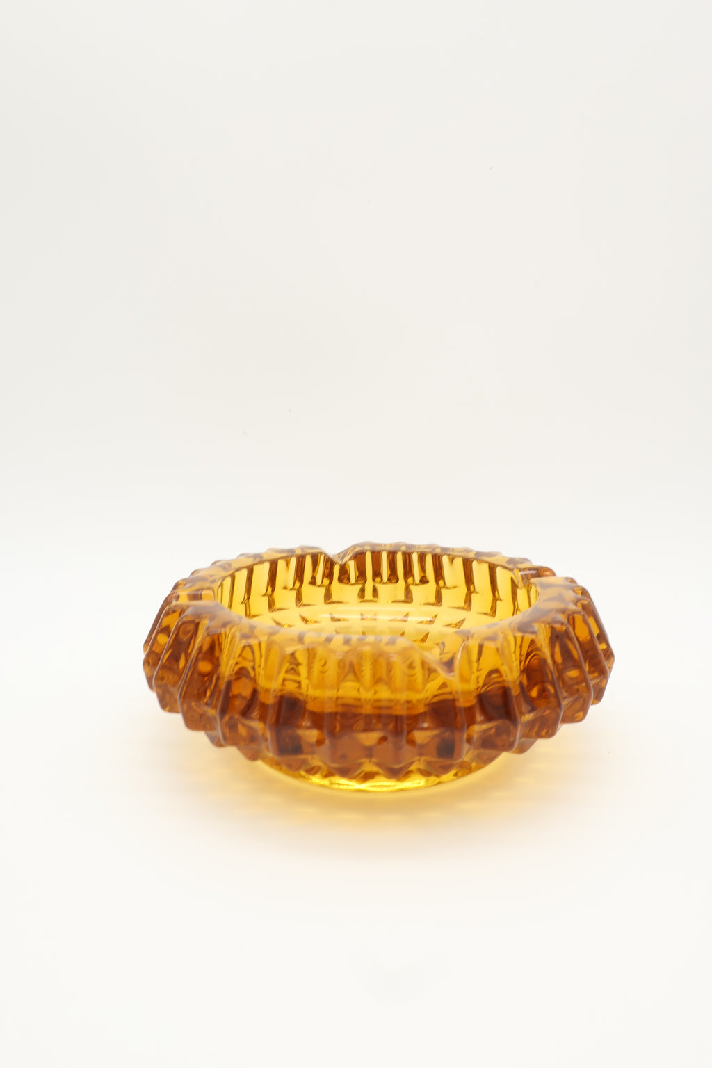 1960s Pressed Amber Glass Ashtray