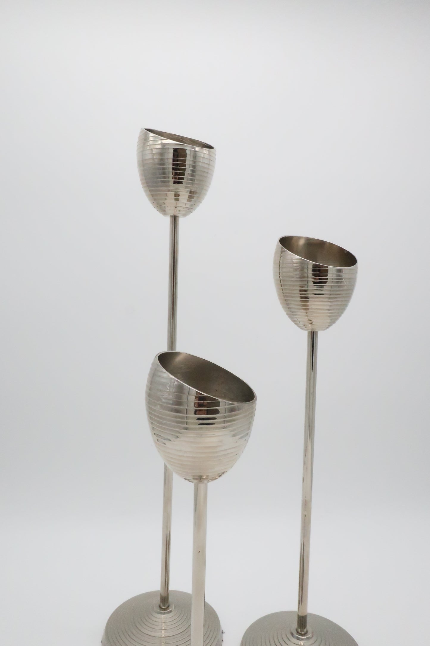 1970's Chrome Spiral Candle Holder Set
