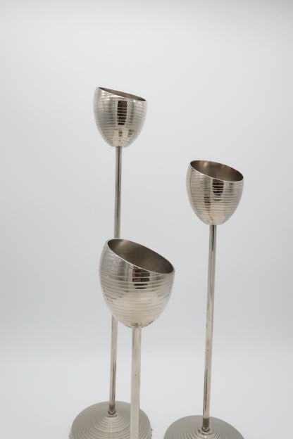 1970's Chrome Spiral Candle Holder Set