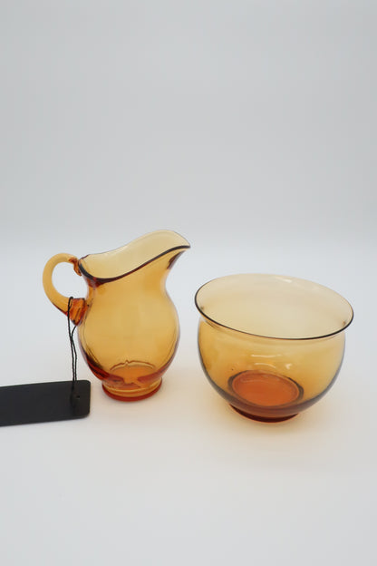 Amber Glass Sugar & Creamer Set