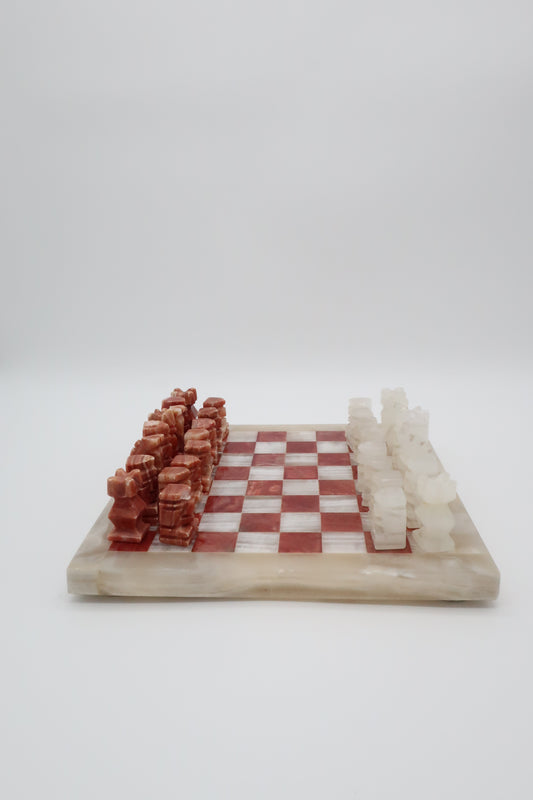 Pink & White Marble Chess Set
