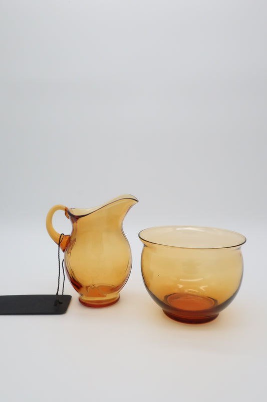 Amber Glass Sugar & Creamer Set