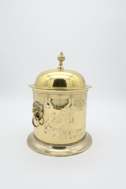 Etched Brass Lion Tea Caddy