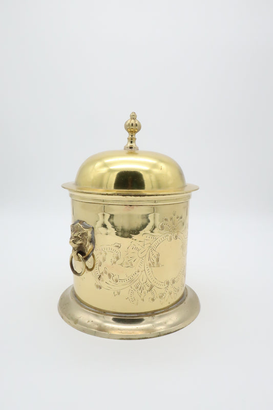 Etched Brass Lion Tea Caddy