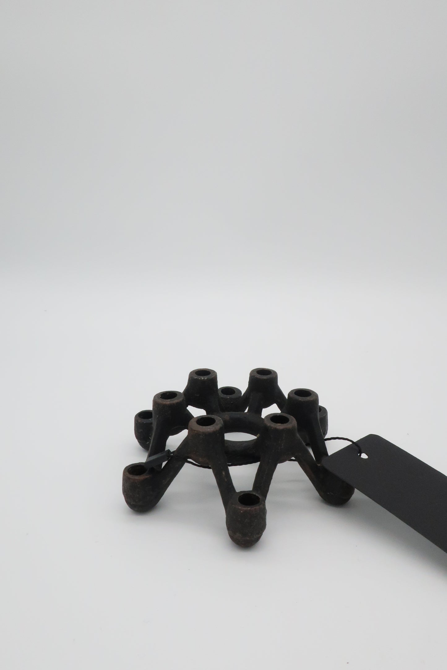 Japanese Brutalist Cast Iron Candle Holder