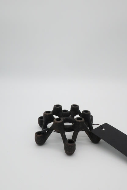 Japanese Brutalist Cast Iron Candle Holder