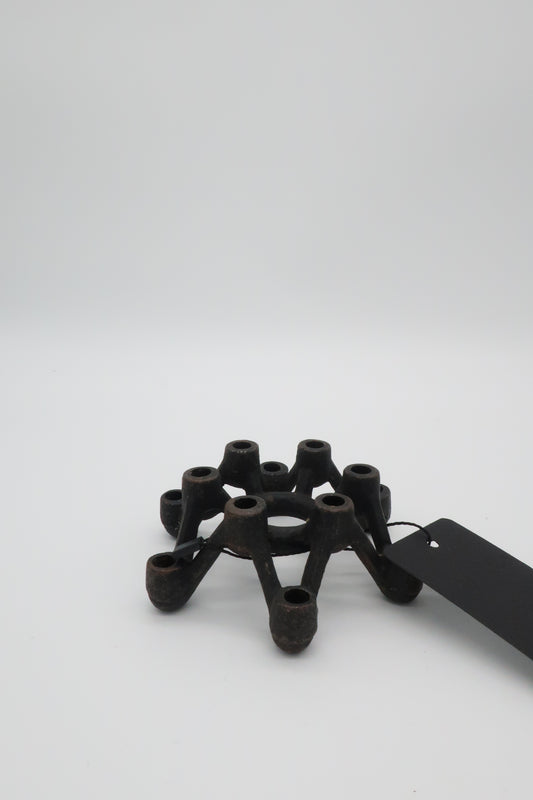 Japanese Brutalist Cast Iron Candle Holder