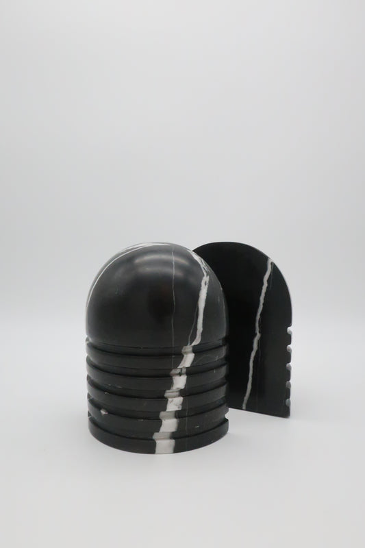 Postmodern Black & White Marble Bookends