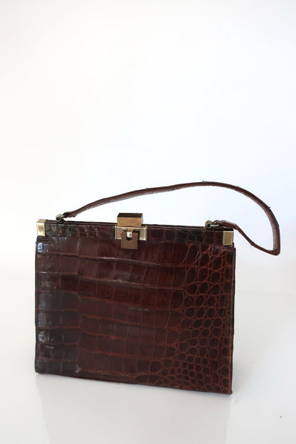 Alligator Burgundy Leather Handbag