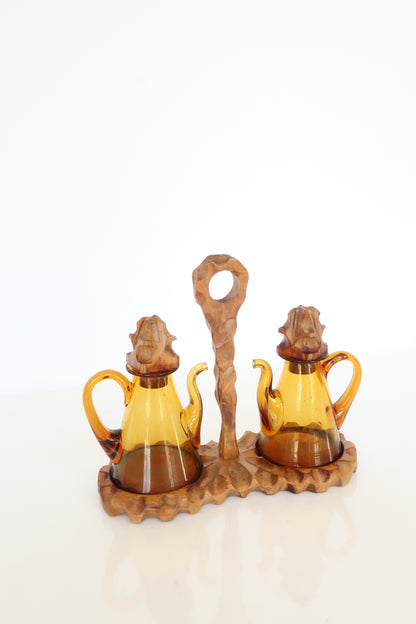 Brutalist Amber Oil & Vinegar Set