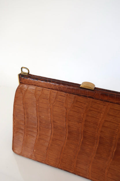 Amber Alligator Leather Handbag